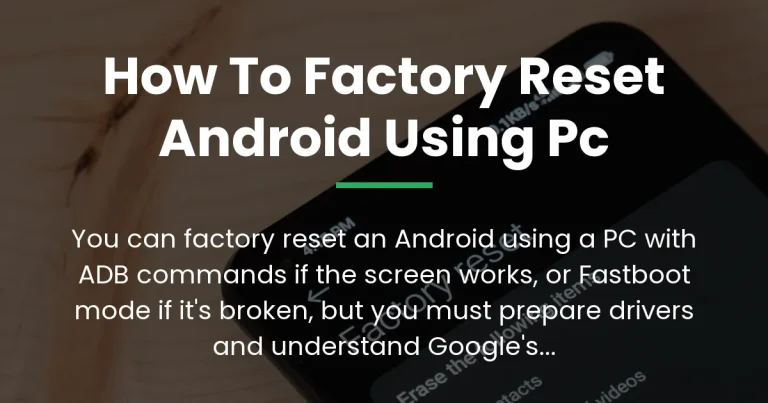 how to factory reset android using pc