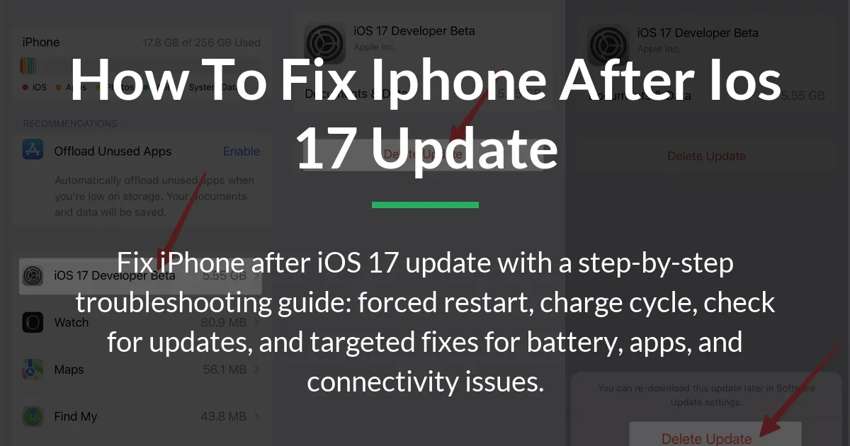 how to fix iphone after ios 17 update
